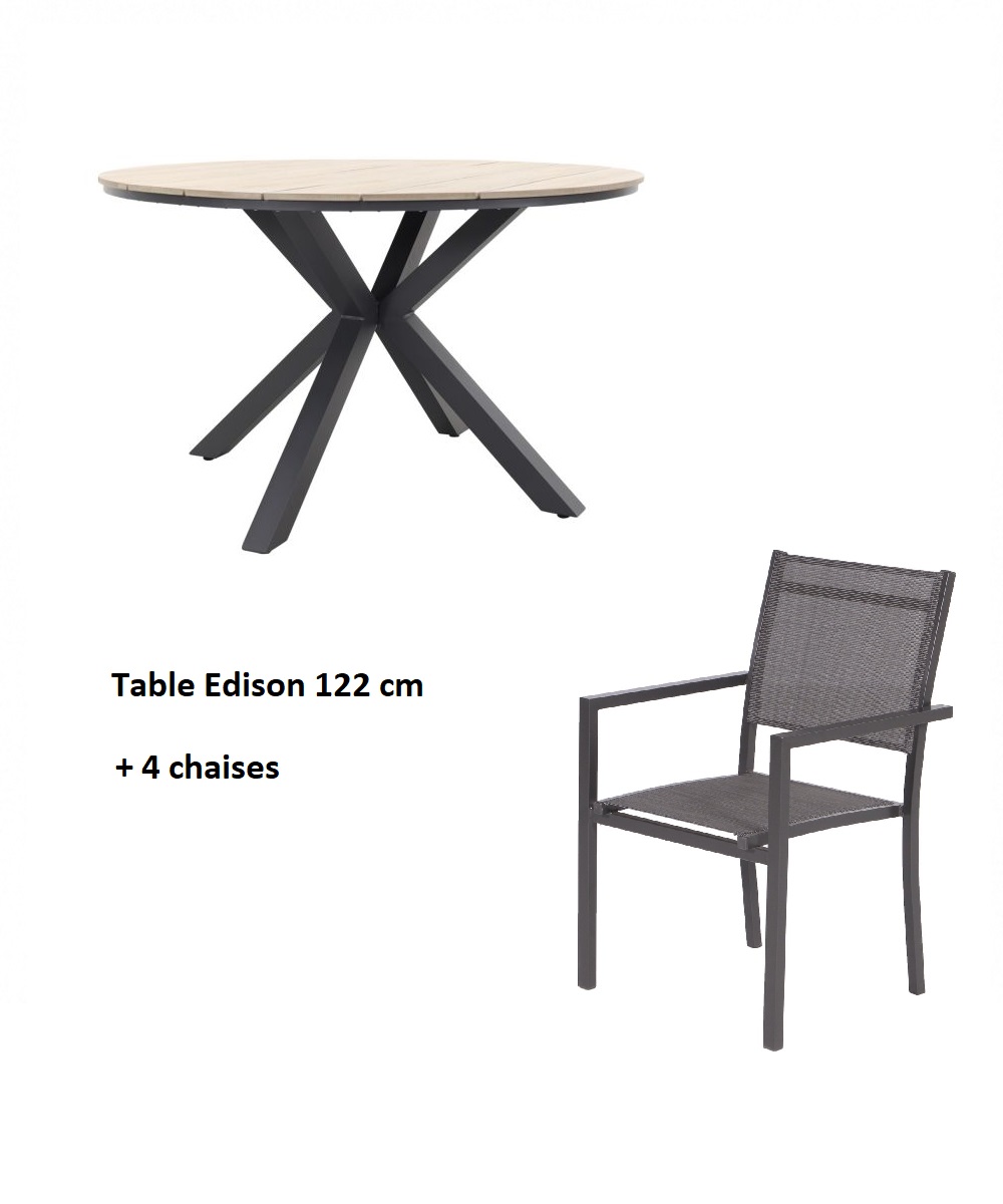 TABLE EDISON 122CM=4XMOON GRP1525