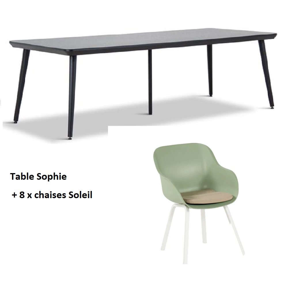 TABLE SOPHIE + 8 CHAISES SOLEIL GRP1536