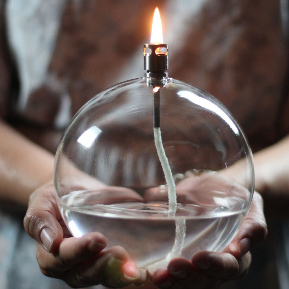 LAMPE HUILE BOULE VERRE S